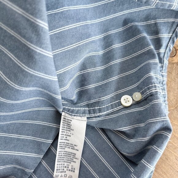 Abercrombie & Fitch Mens Muscle Shirt Button Down Moose Pinstripe M Blue - Picture 6 of 8